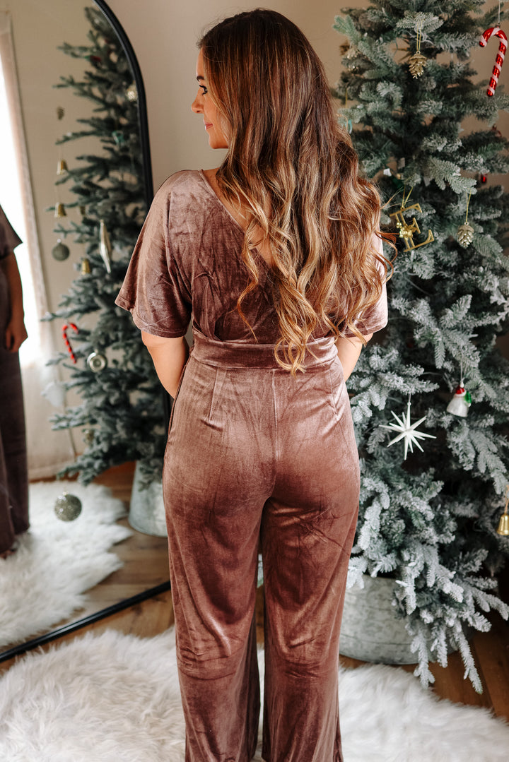 Caitlin Velvet Jumpsuit - Mauve
