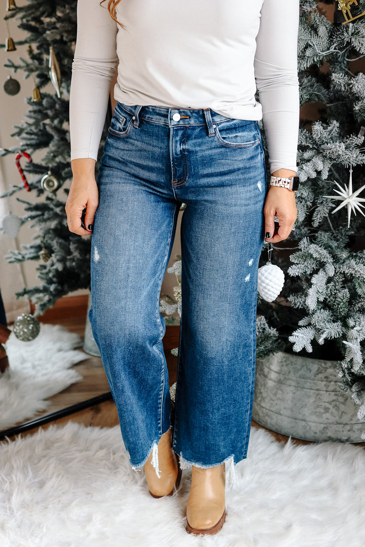 RISEN: Zane High Rise Crop Wide Leg Jeans