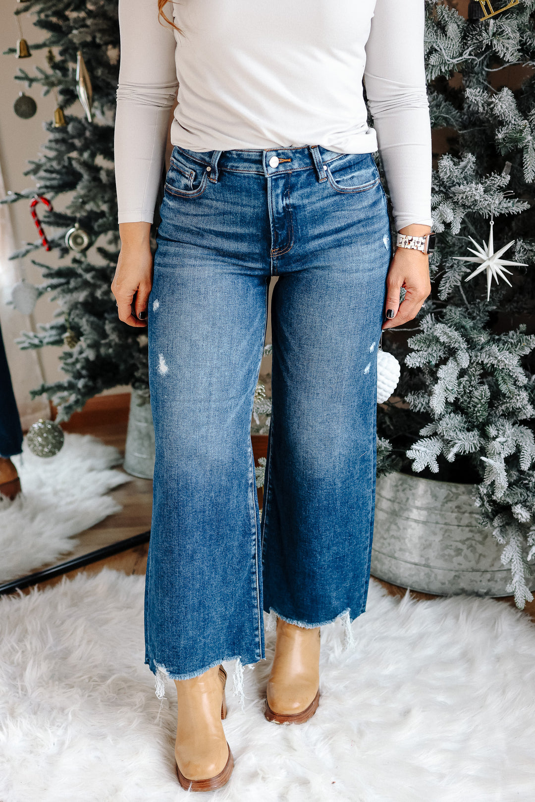 RISEN: Zane High Rise Crop Wide Leg Jeans