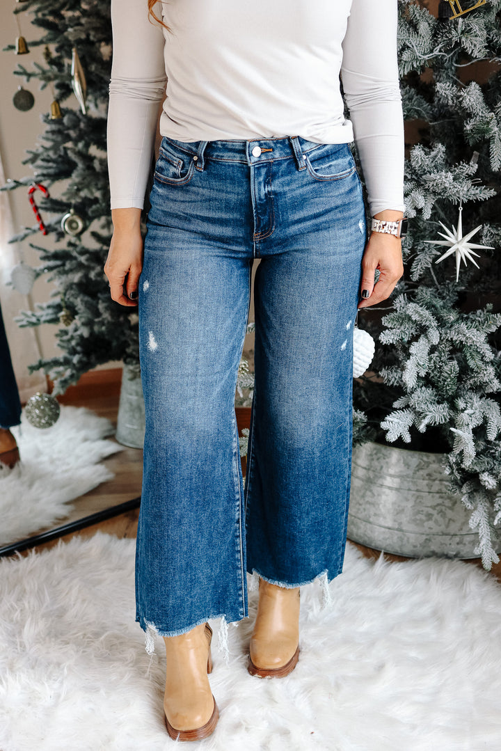 RISEN: Zane High Rise Crop Wide Leg Jeans