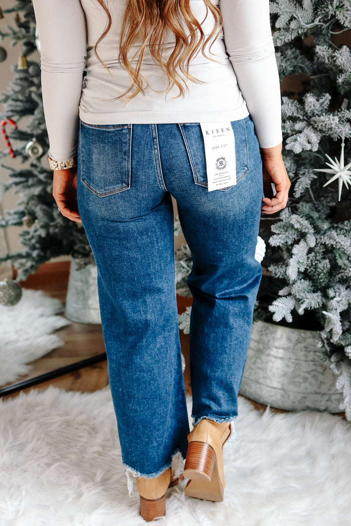 RISEN: Zane High Rise Crop Wide Leg Jeans