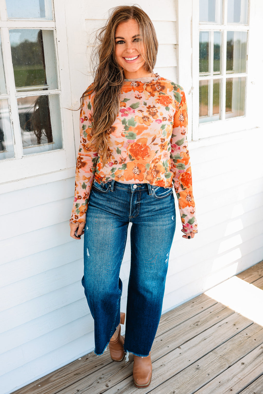 RISEN: Zane Crop Wide Leg Jeans - Dark Wash