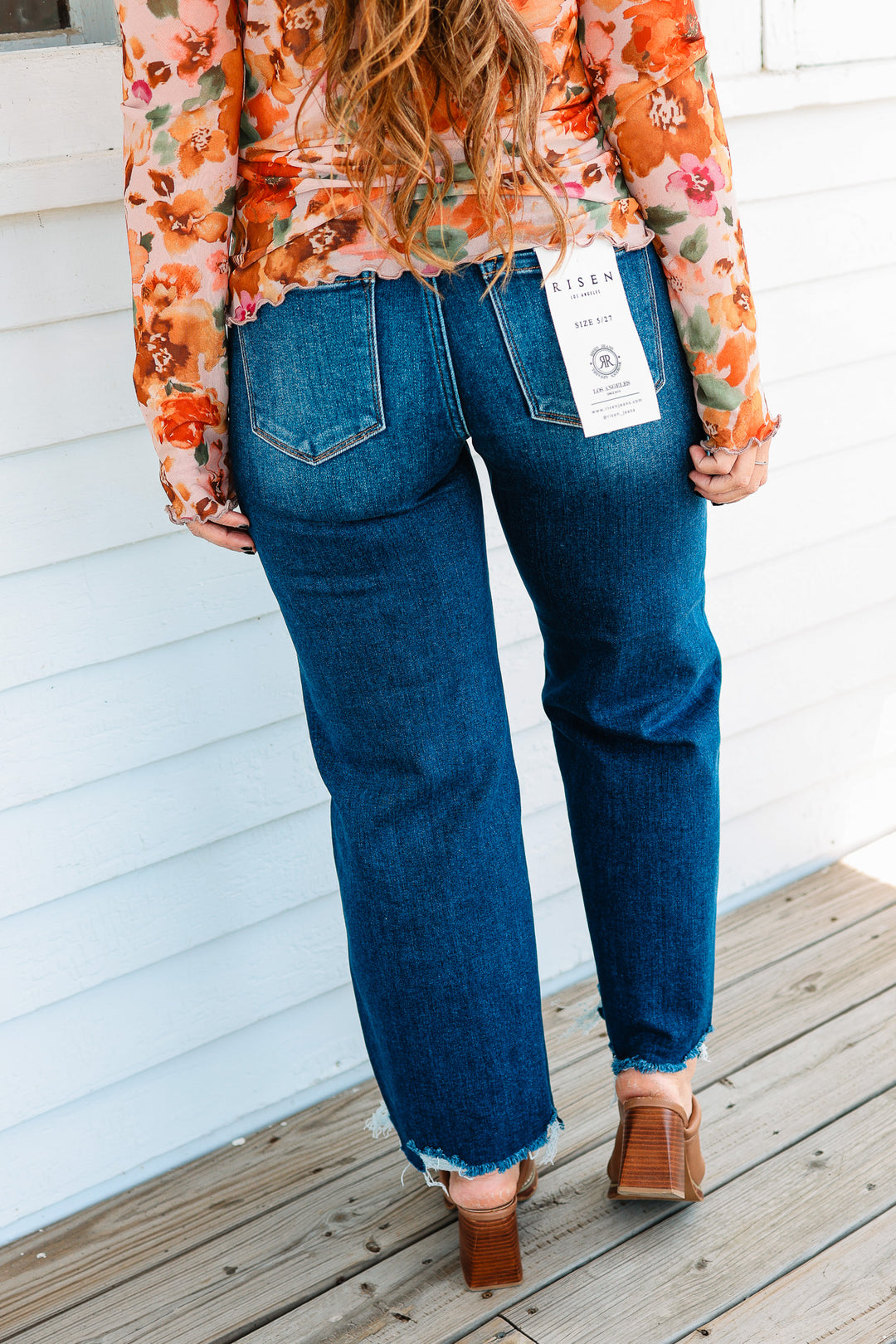 RISEN: Zane Crop Wide Leg Jeans - Dark Wash