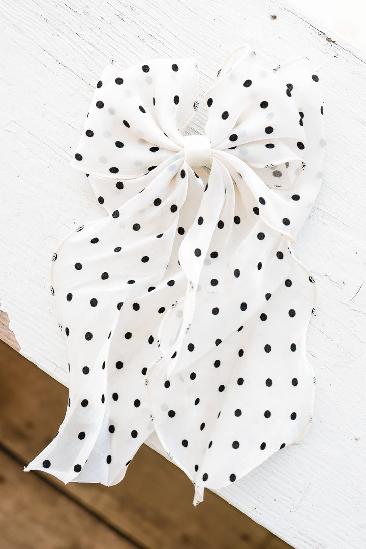 Sheer Polka Dot Hair Clip Bow