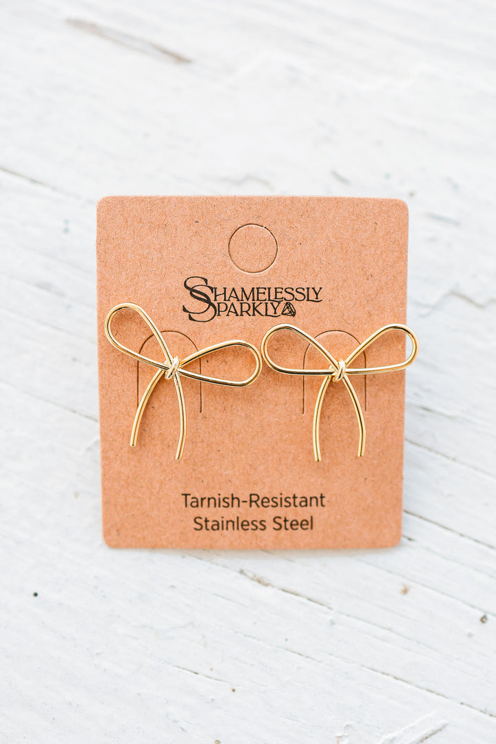 Gold Bow Knot Stud Earrings