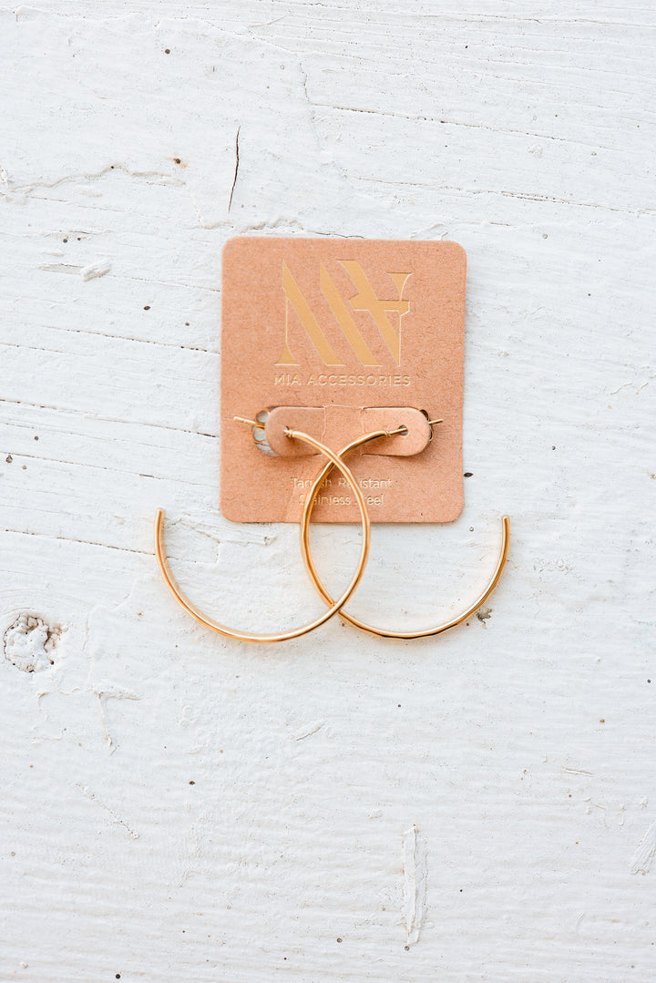 Gold Dip Wire Open Hoop Earrings