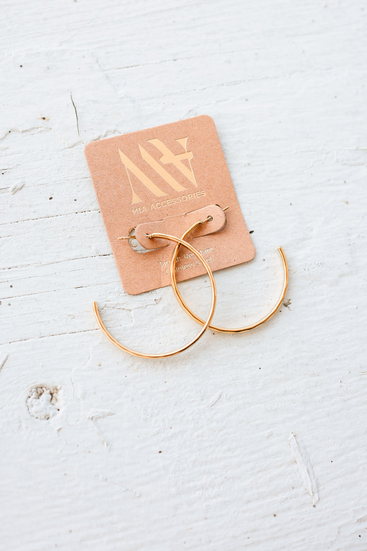 Gold Dip Wire Open Hoop Earrings