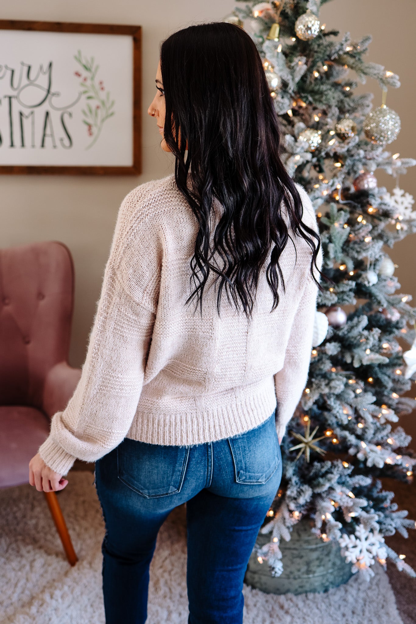 Stella Fuzzy Yarn Sweater - Taupe