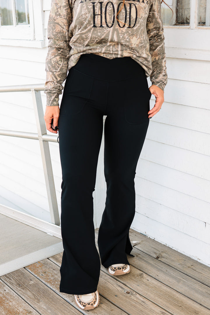 Layla Rib V Waist Flared Leggings