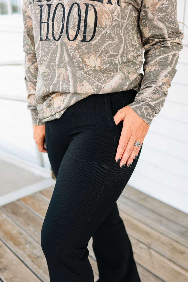 Layla Rib V Waist Flared Leggings