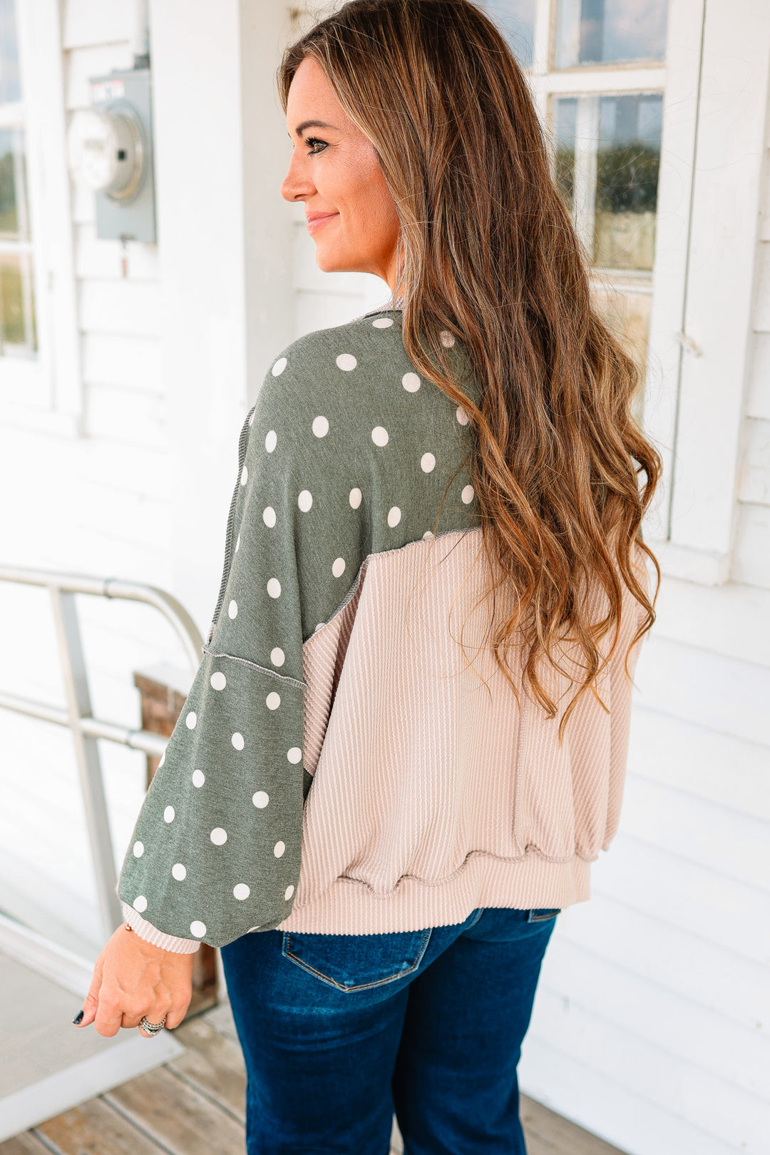 Reese Polka Dot Pullover - Olive