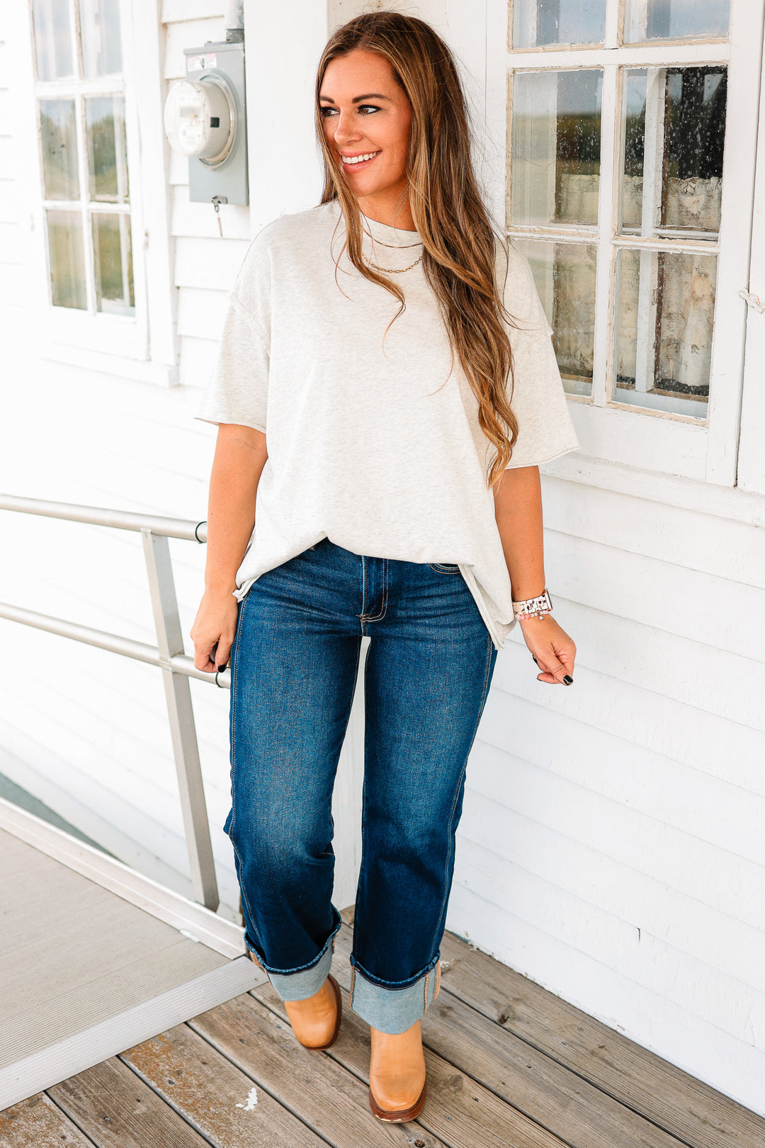 RISEN: Nash Mid Rise Cuffed Jeans