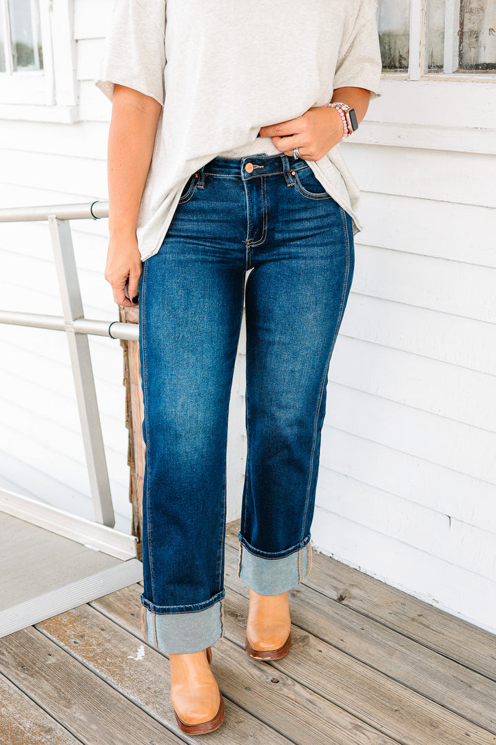 RISEN: Nash Mid Rise Cuffed Jeans