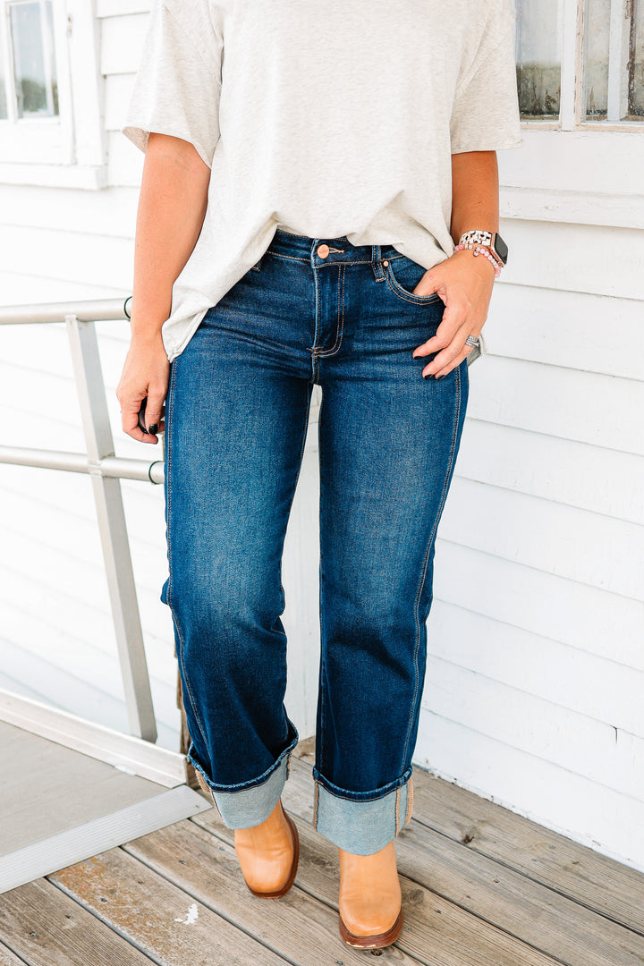 RISEN: Nash Mid Rise Cuffed Jeans