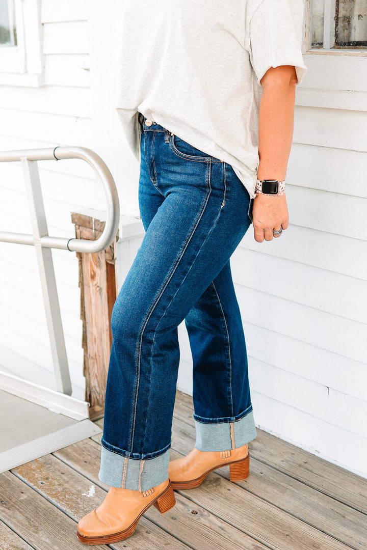 RISEN: Nash Mid Rise Cuffed Jeans