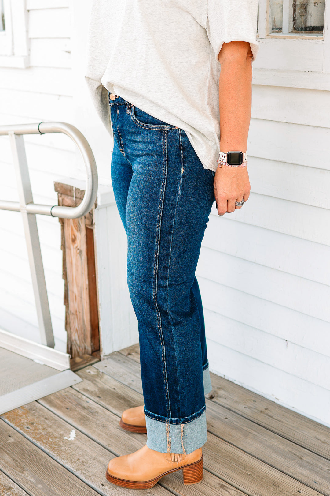 RISEN: Nash Mid Rise Cuffed Jeans