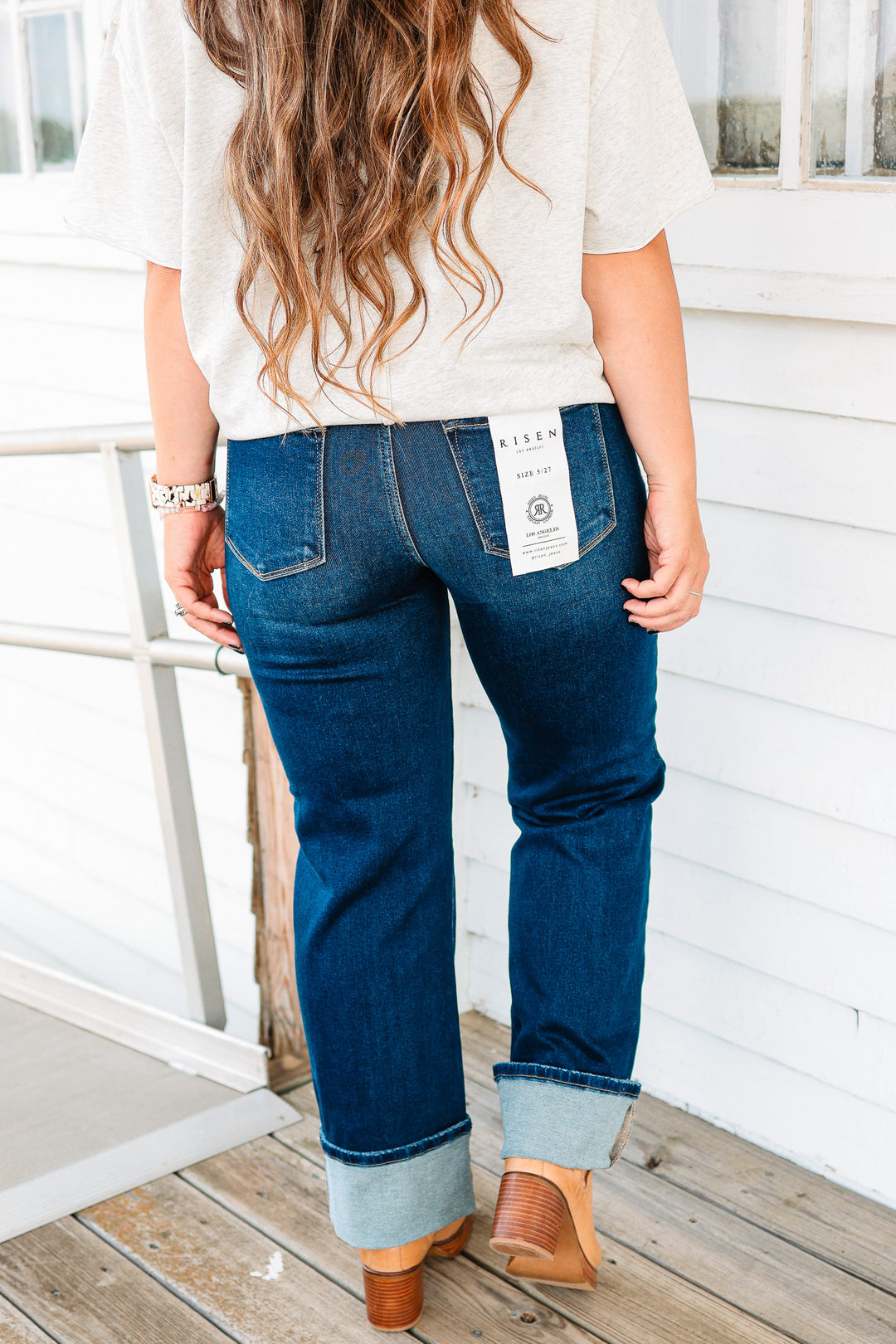 RISEN: Nash Mid Rise Cuffed Jeans