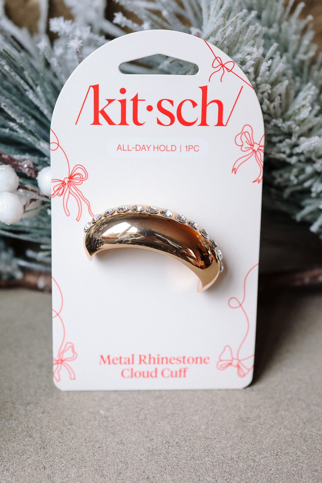 Holiday Metal Rhinestone Cloud Cuff - Medium