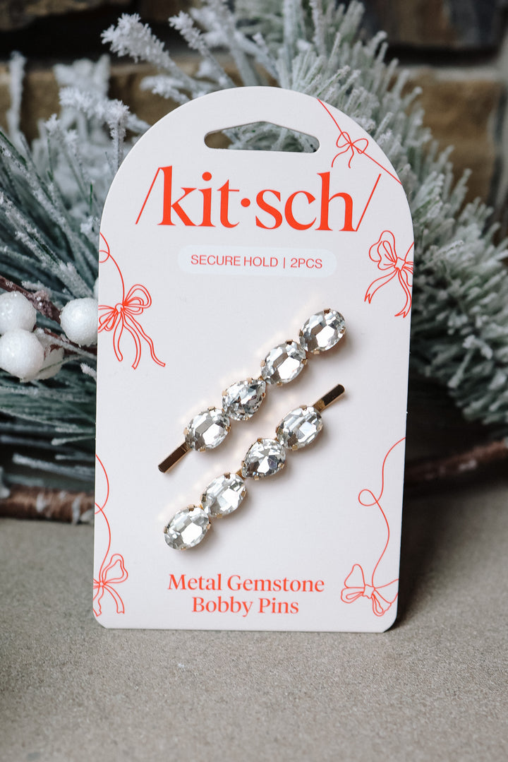 Holiday Gemstone Bobby Pins 2pc Set