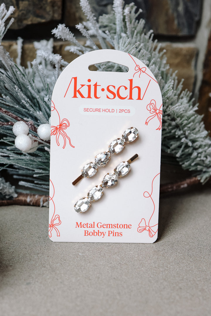 Holiday Gemstone Bobby Pins 2pc Set