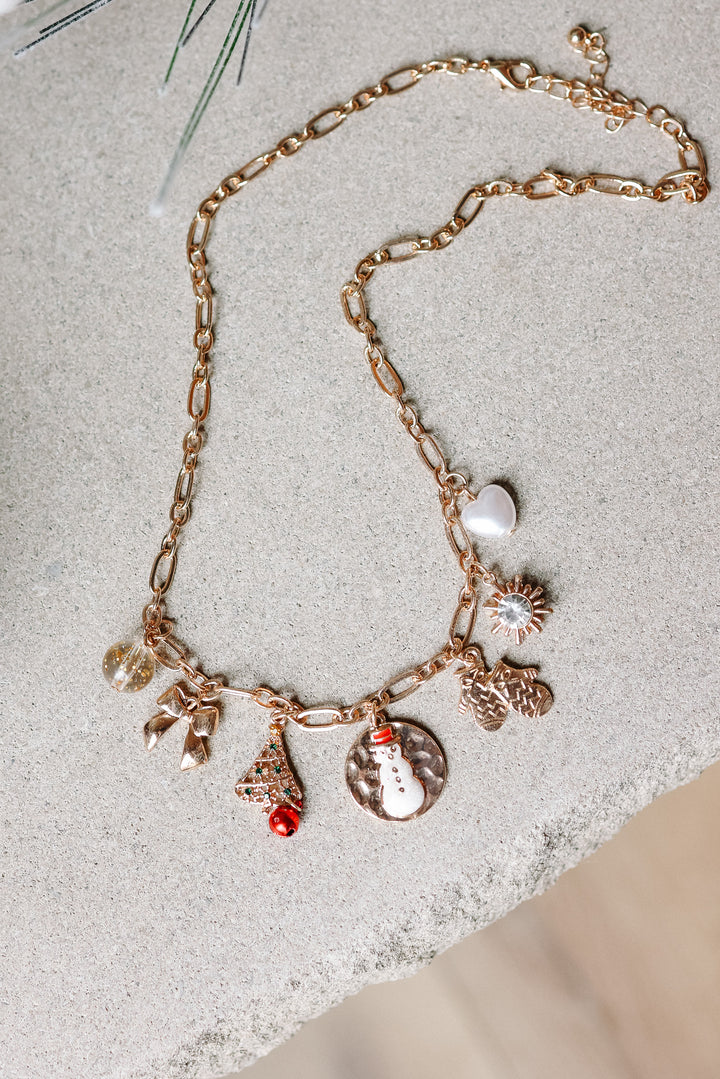 Christmas Tree Bow Charms Necklace