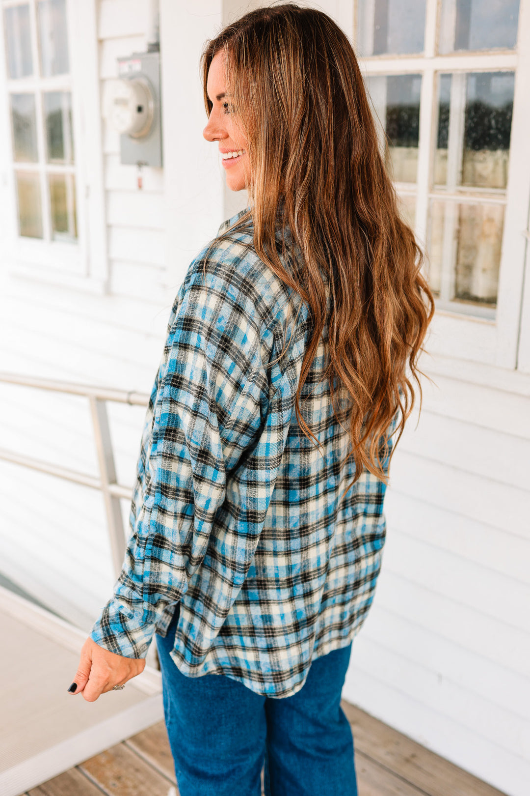 Annie Washed Button Down Checkered Shirt