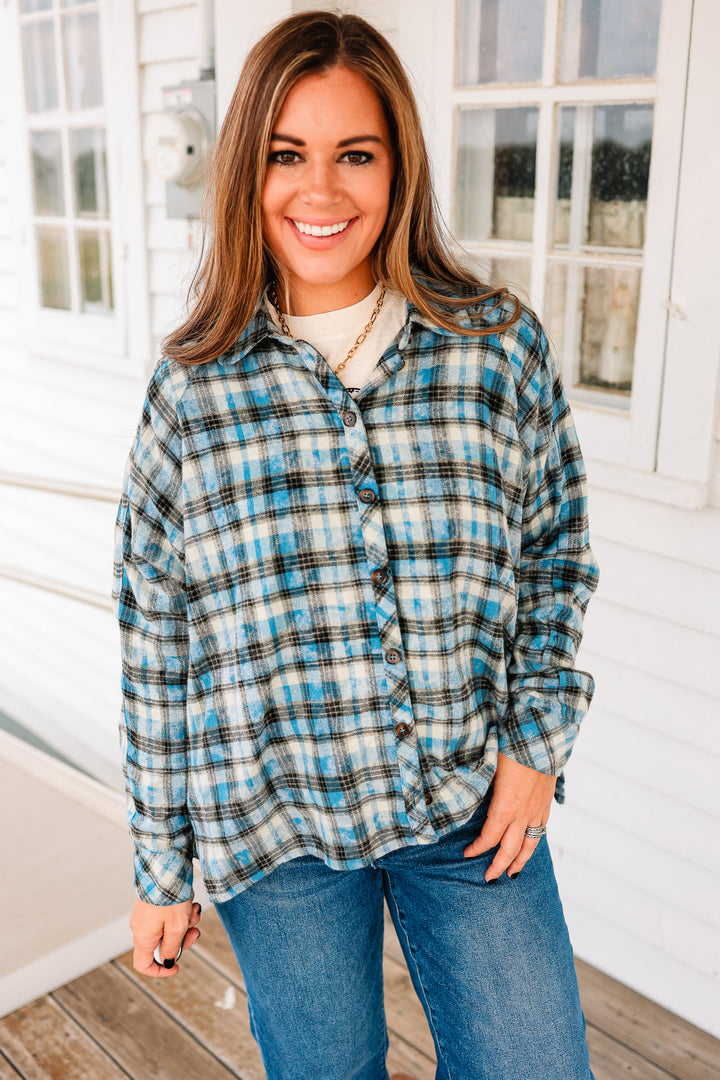 Annie Washed Button Down Checkered Shirt