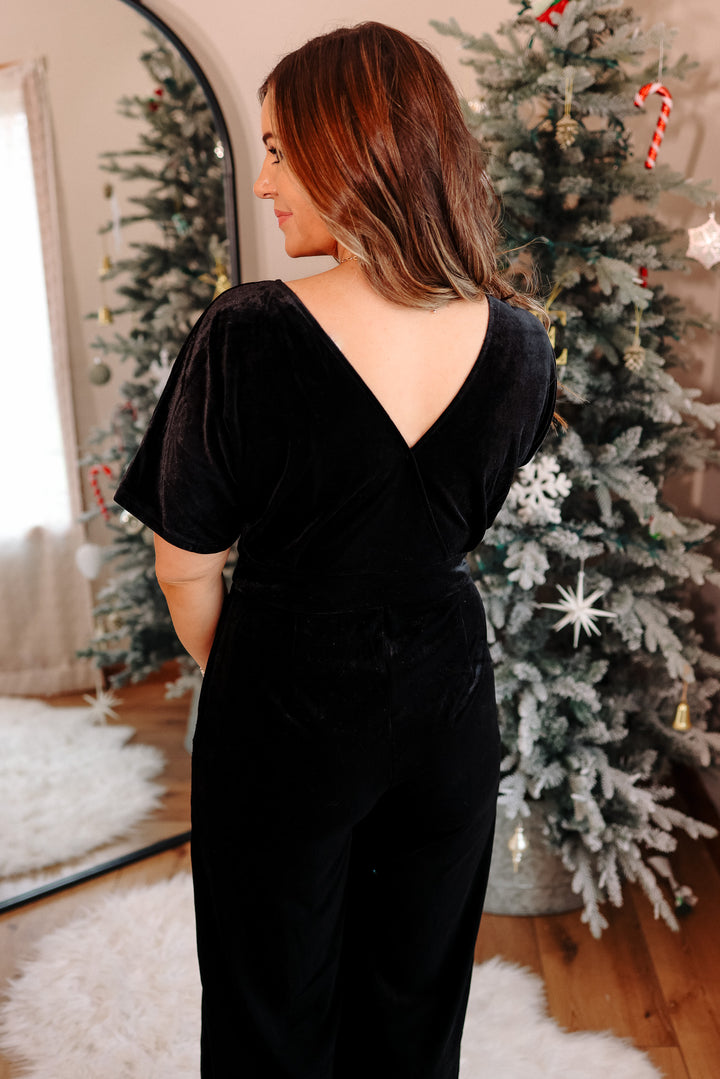 Caitlin Velvet Jumpsuit - Black