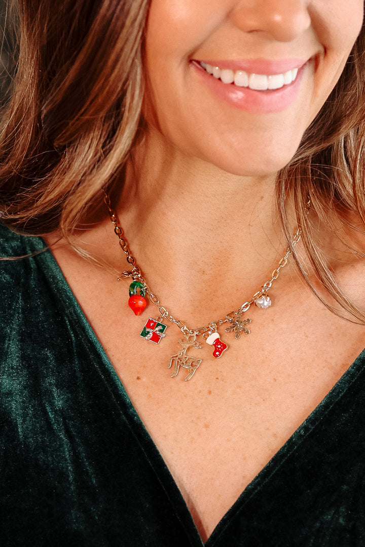 Reindeer Christmas Charm Necklace