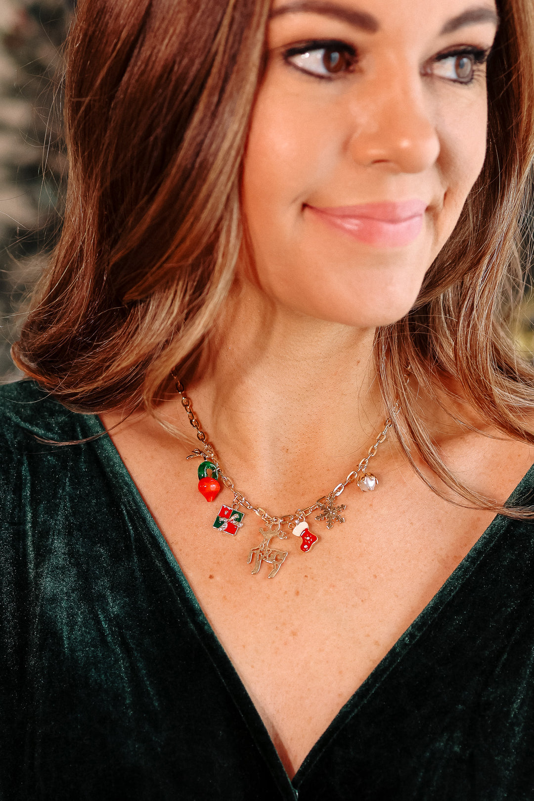 Reindeer Christmas Charm Necklace