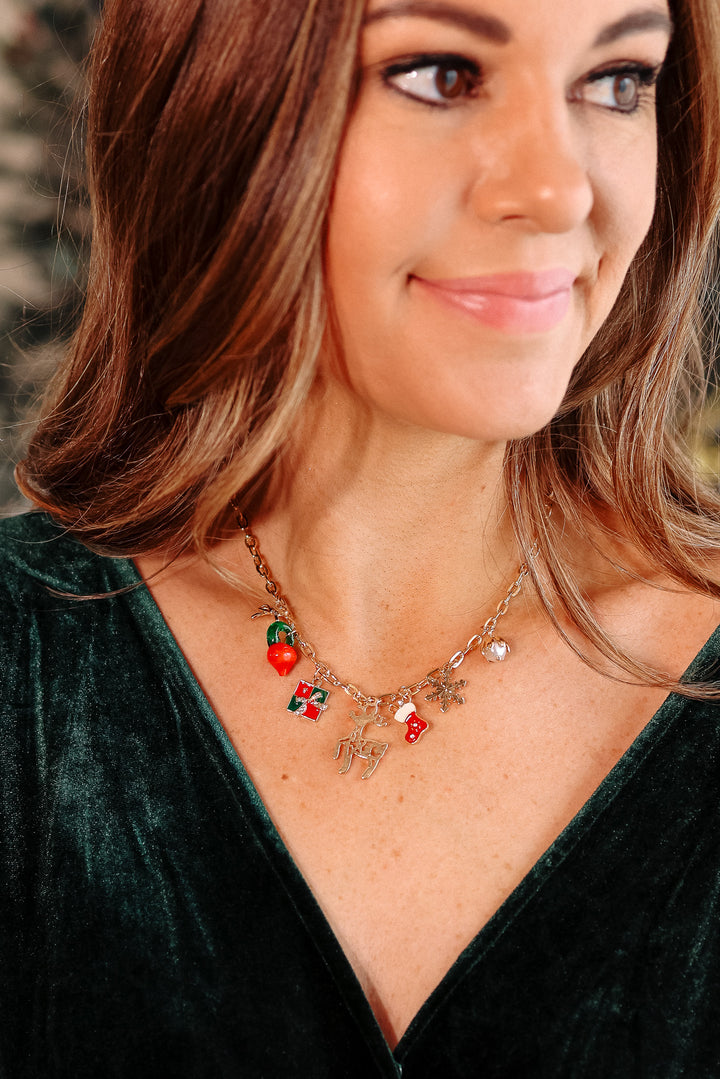 Reindeer Christmas Charm Necklace