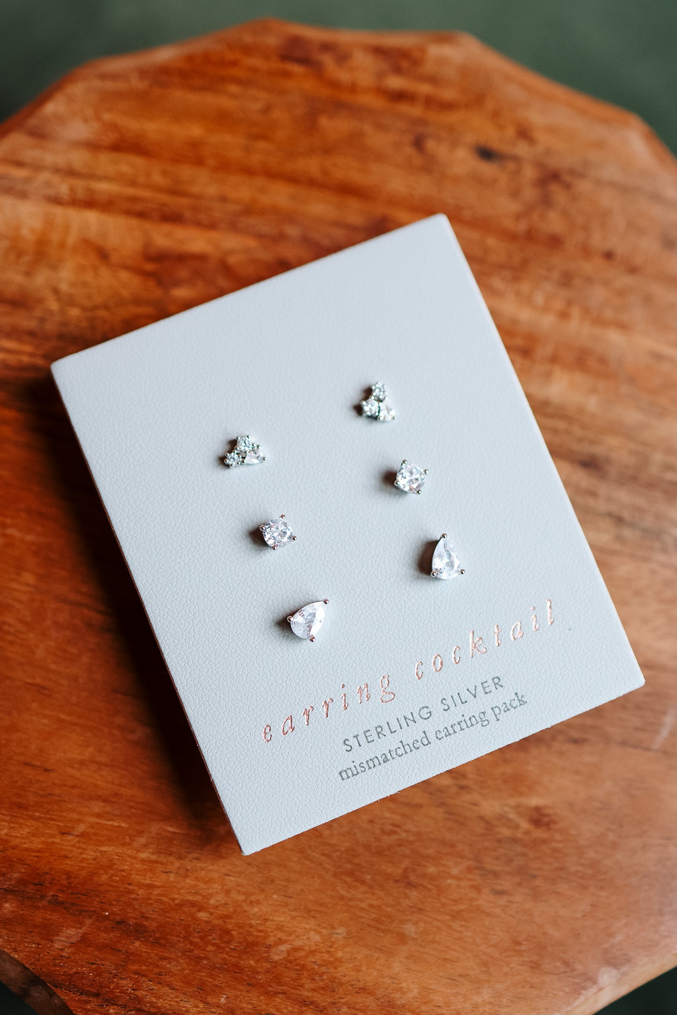 Mismatched Sterling Silver Stud Earrings Set - Silver