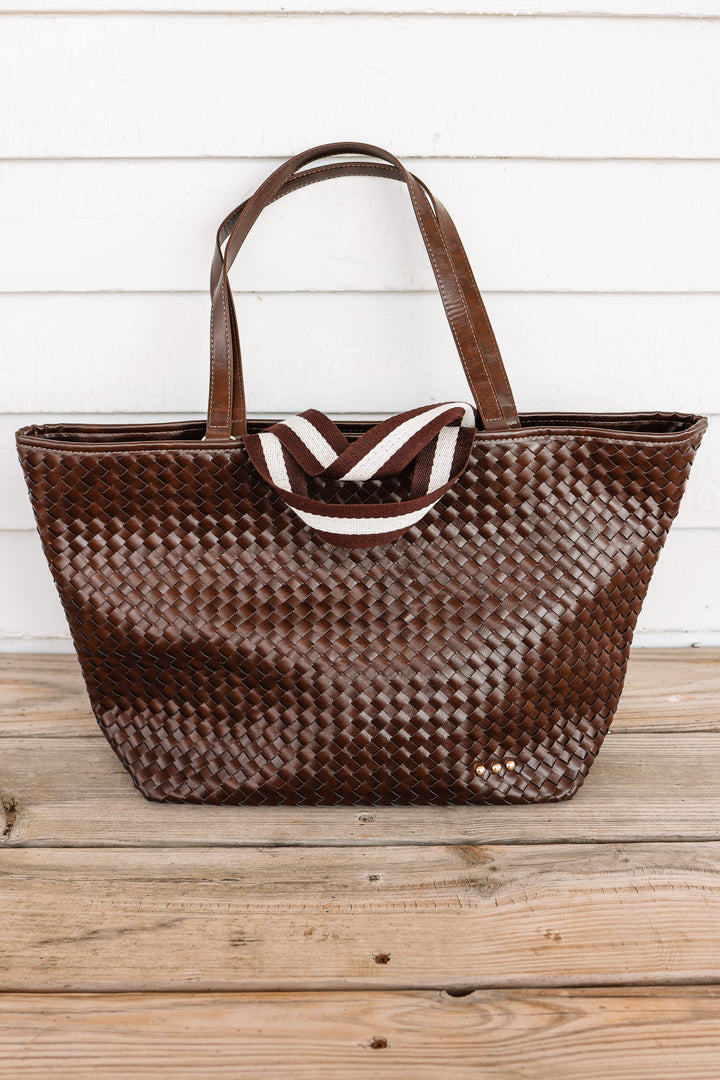 Woven Tiffany Organizer Tote Bag - Chocolate