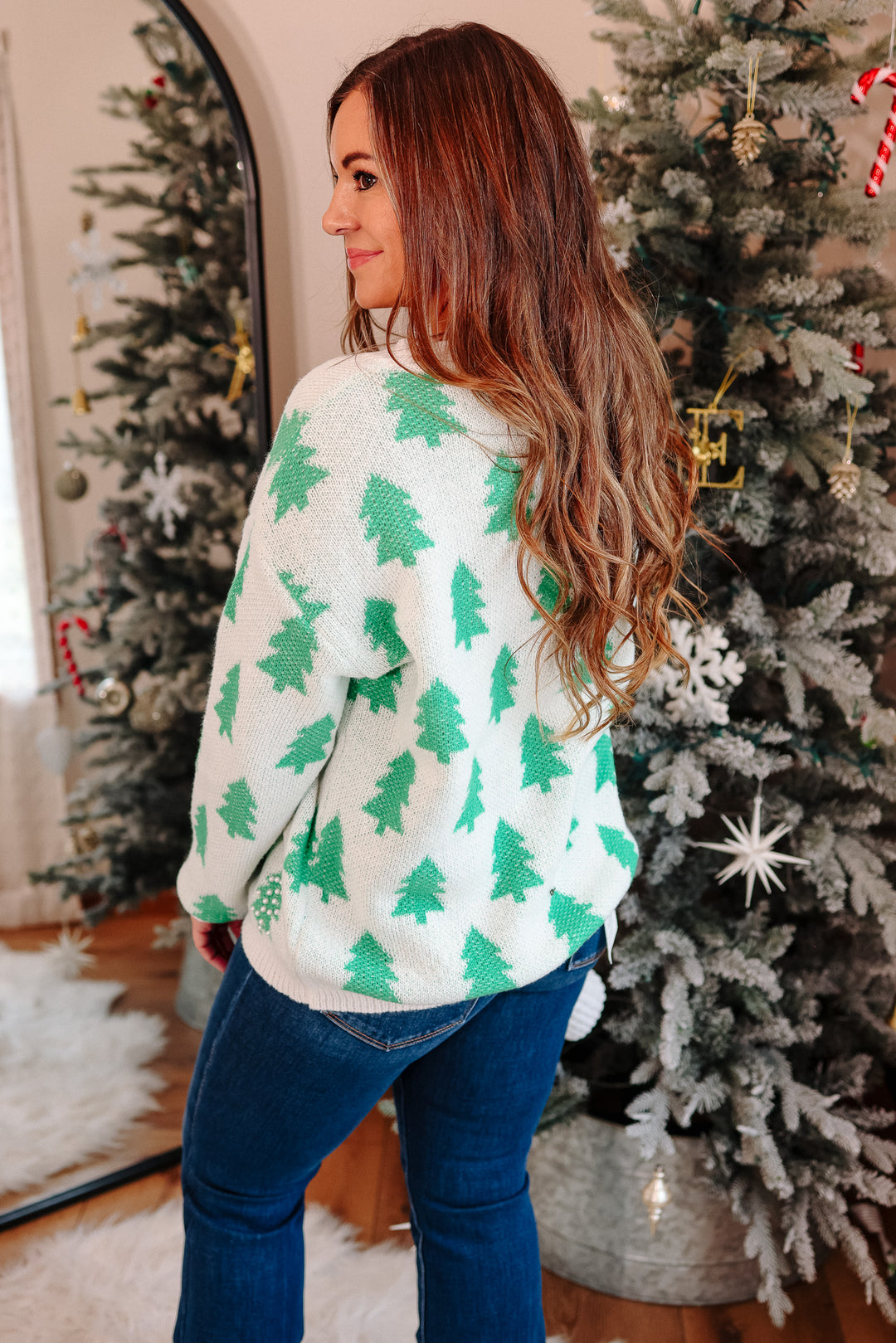 Pearl Beads Christmas Tree Sweater
