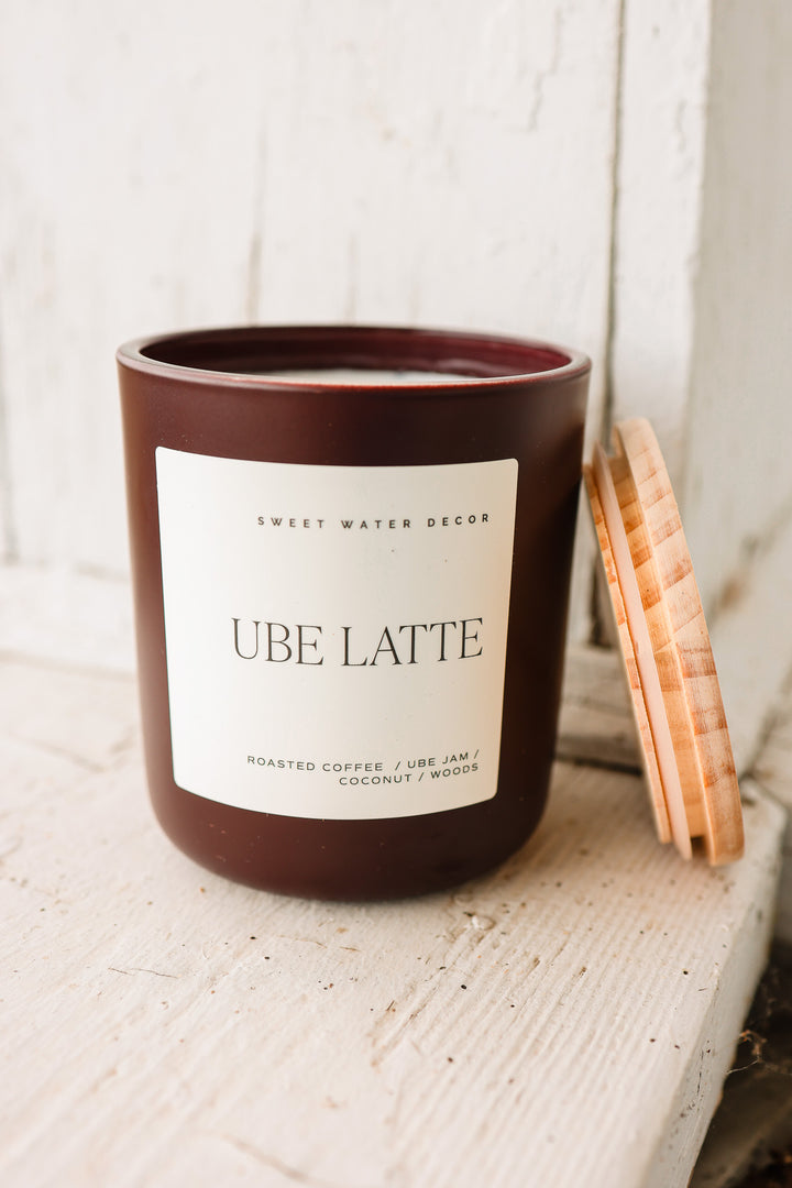 Ube Latte 15 oz Soy Candle - Brown Matte Jar