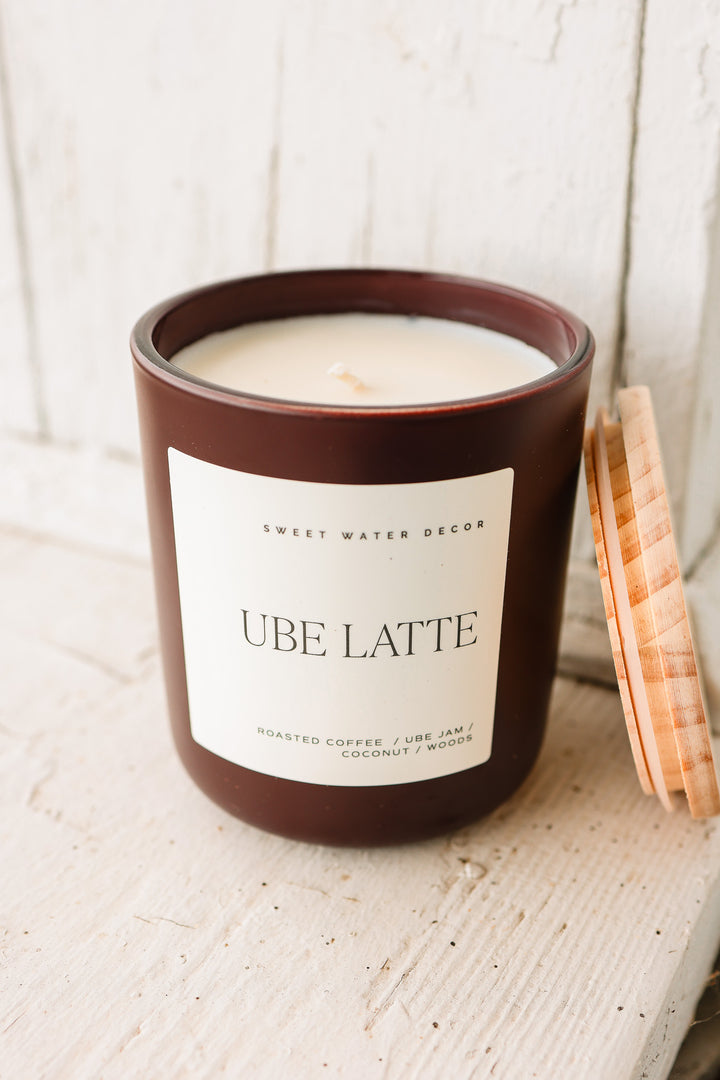 Ube Latte 15 oz Soy Candle - Brown Matte Jar