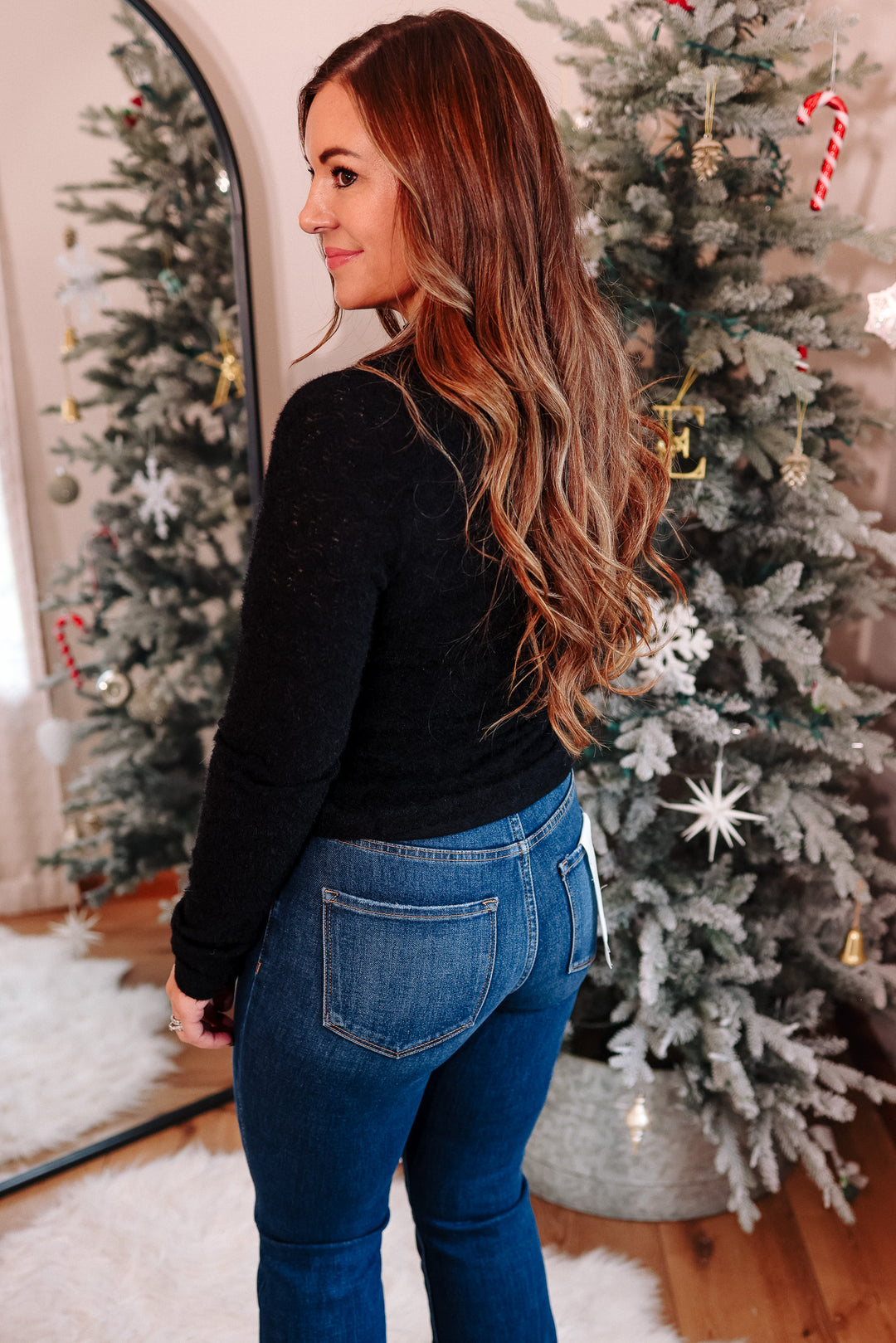 Laney Brushed Lace Top - Black