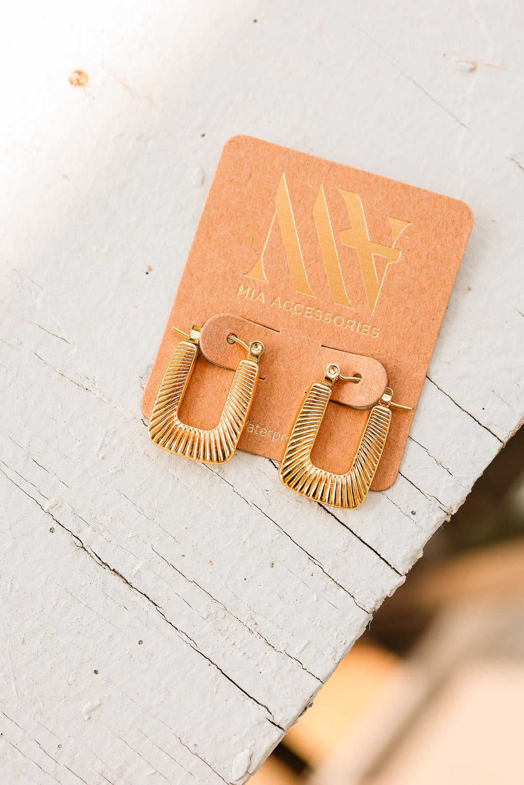 Ribbed U-Hoop Gold Earrings