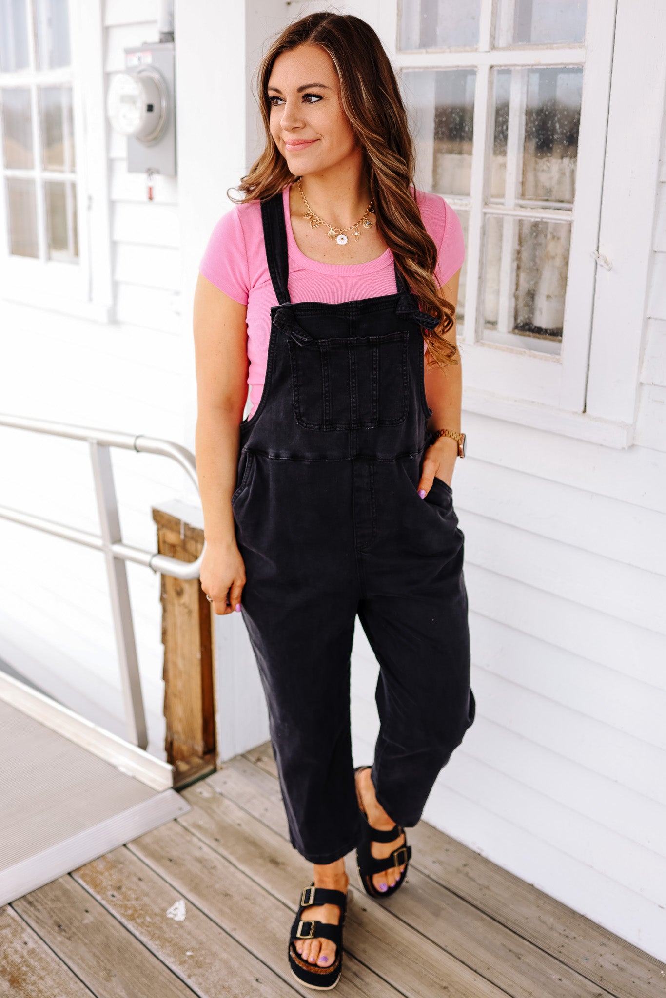 River Washed Knot Strap Overalls - Black – Aiden & Oak