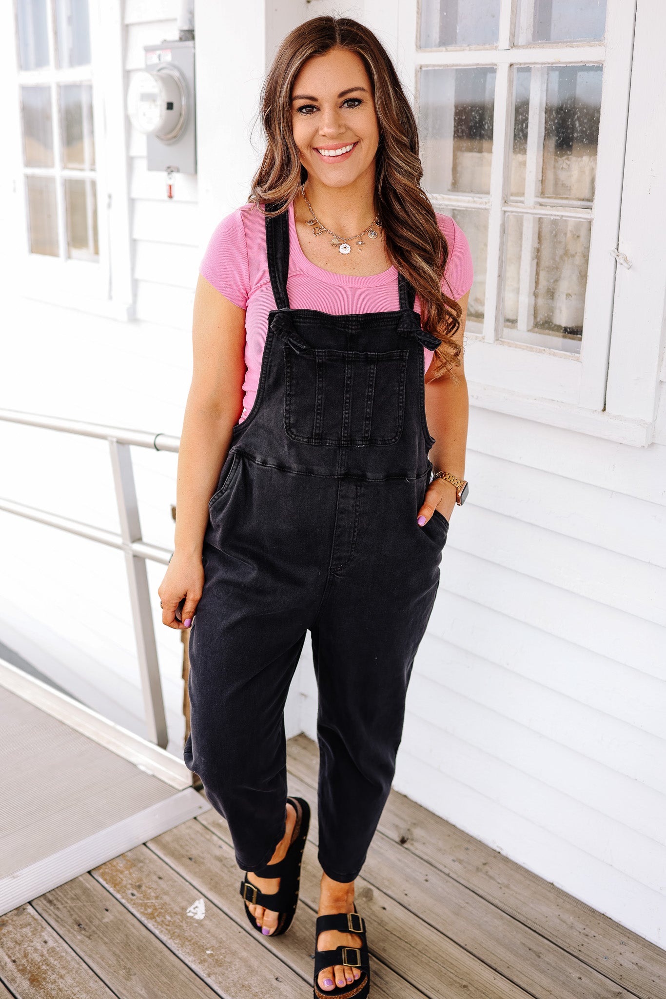 River Washed Knot Strap Overalls - Black – Aiden & Oak