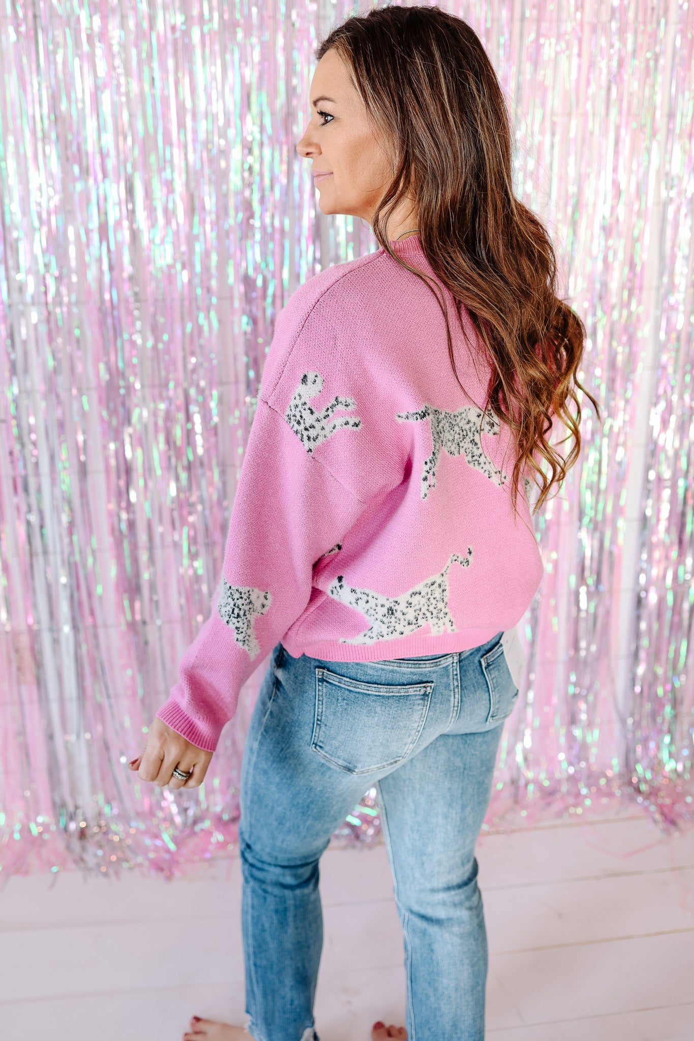 Nyla Leopard Knit Sweater - Electric Orchid