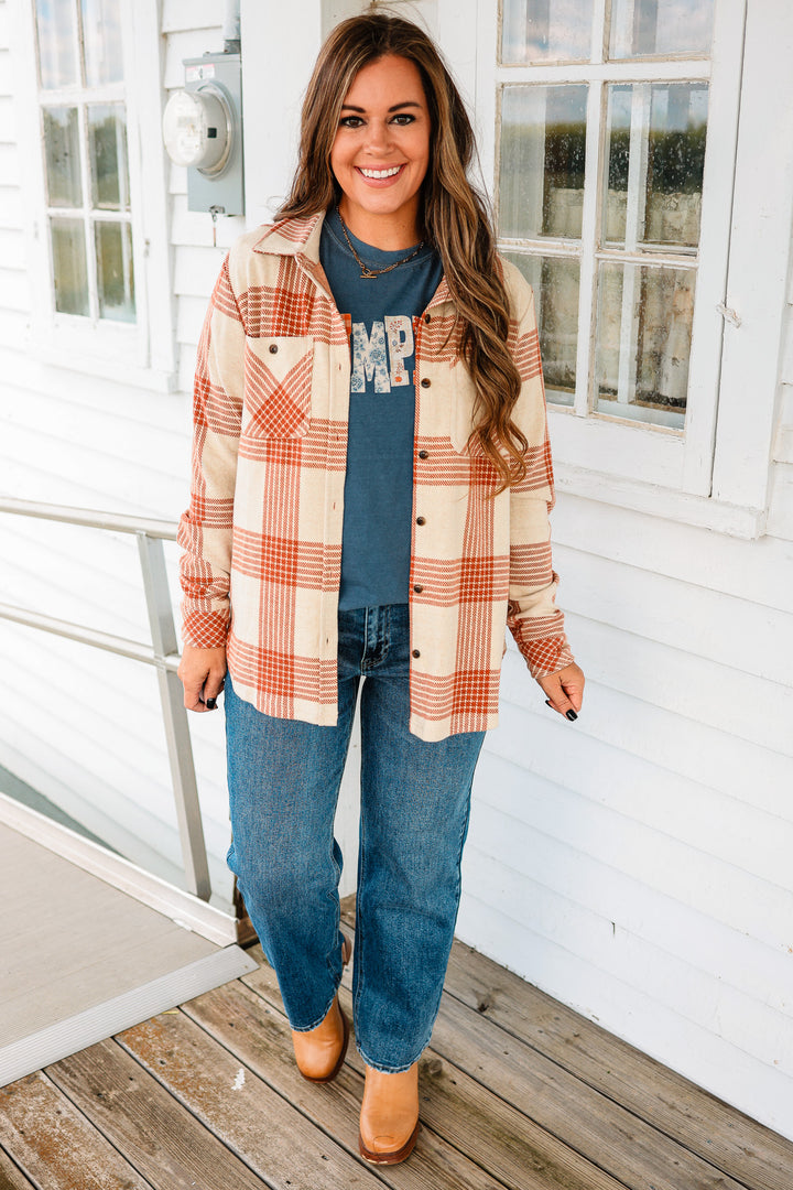 Ava Plaid Button Up - Rust