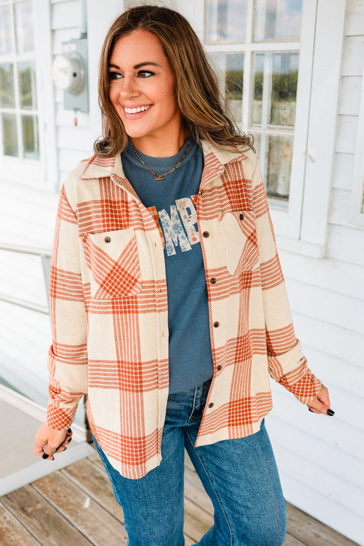 Ava Plaid Button Up - Rust