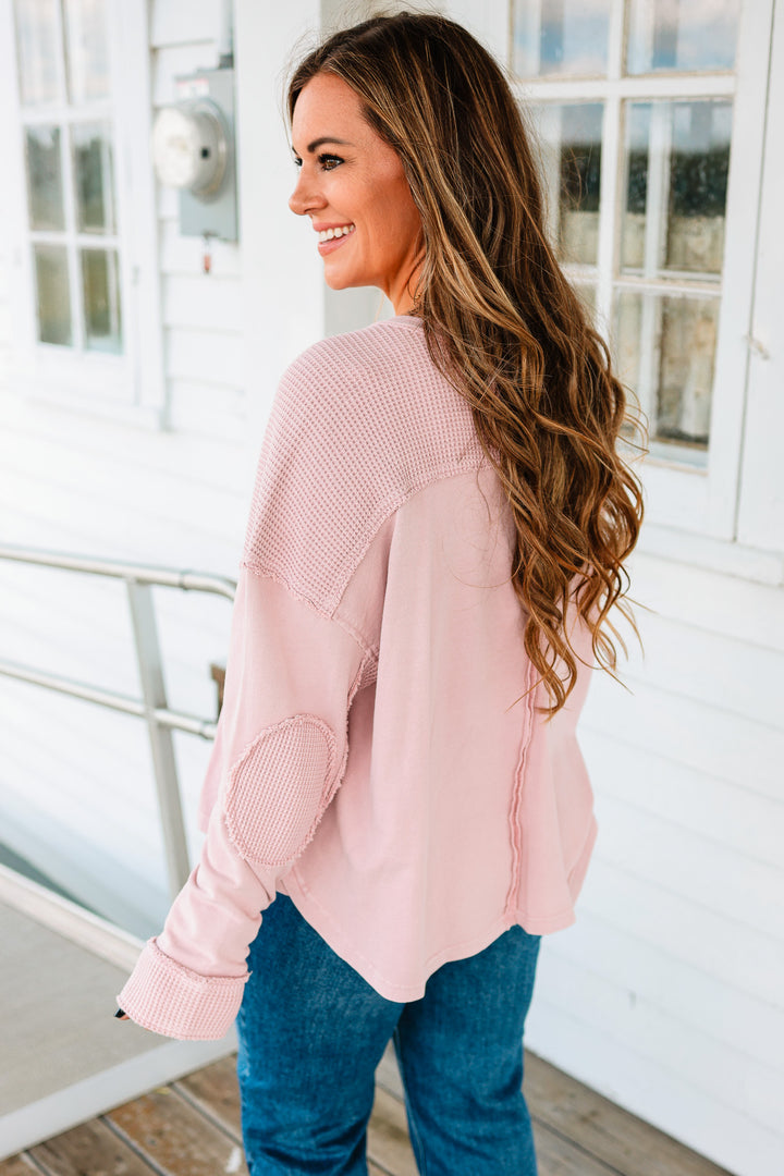 Jaida Mineral Washed Waffle Mixed Top - Lilac