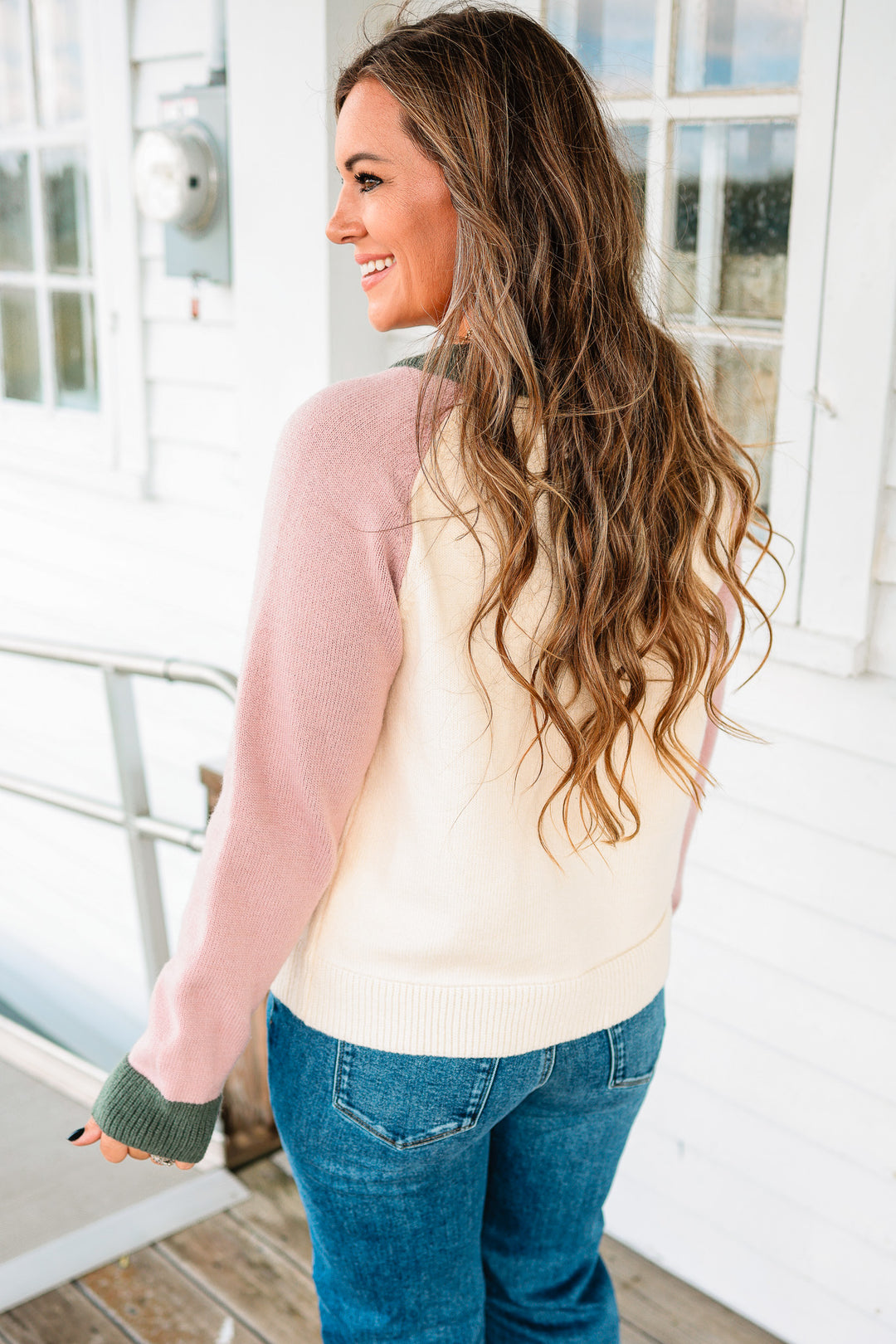 Weekend Latte Crewneck Sweater - Natural/Pink