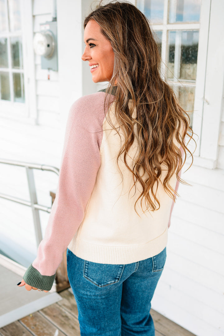 Weekend Latte Crewneck Sweater - Natural/Pink