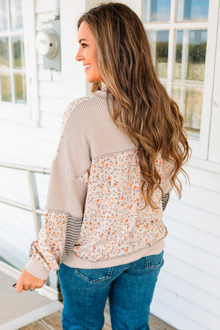 Marissa Floral Stripe Colorblock Top