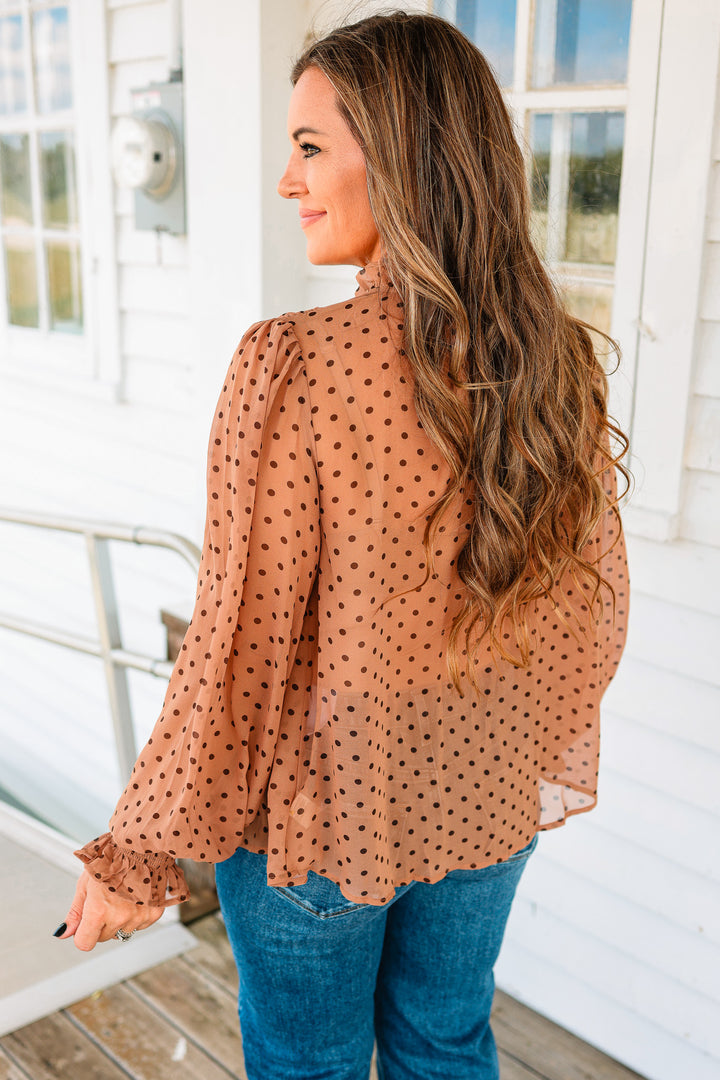 Lou Polka Dot Blouse - Mocha
