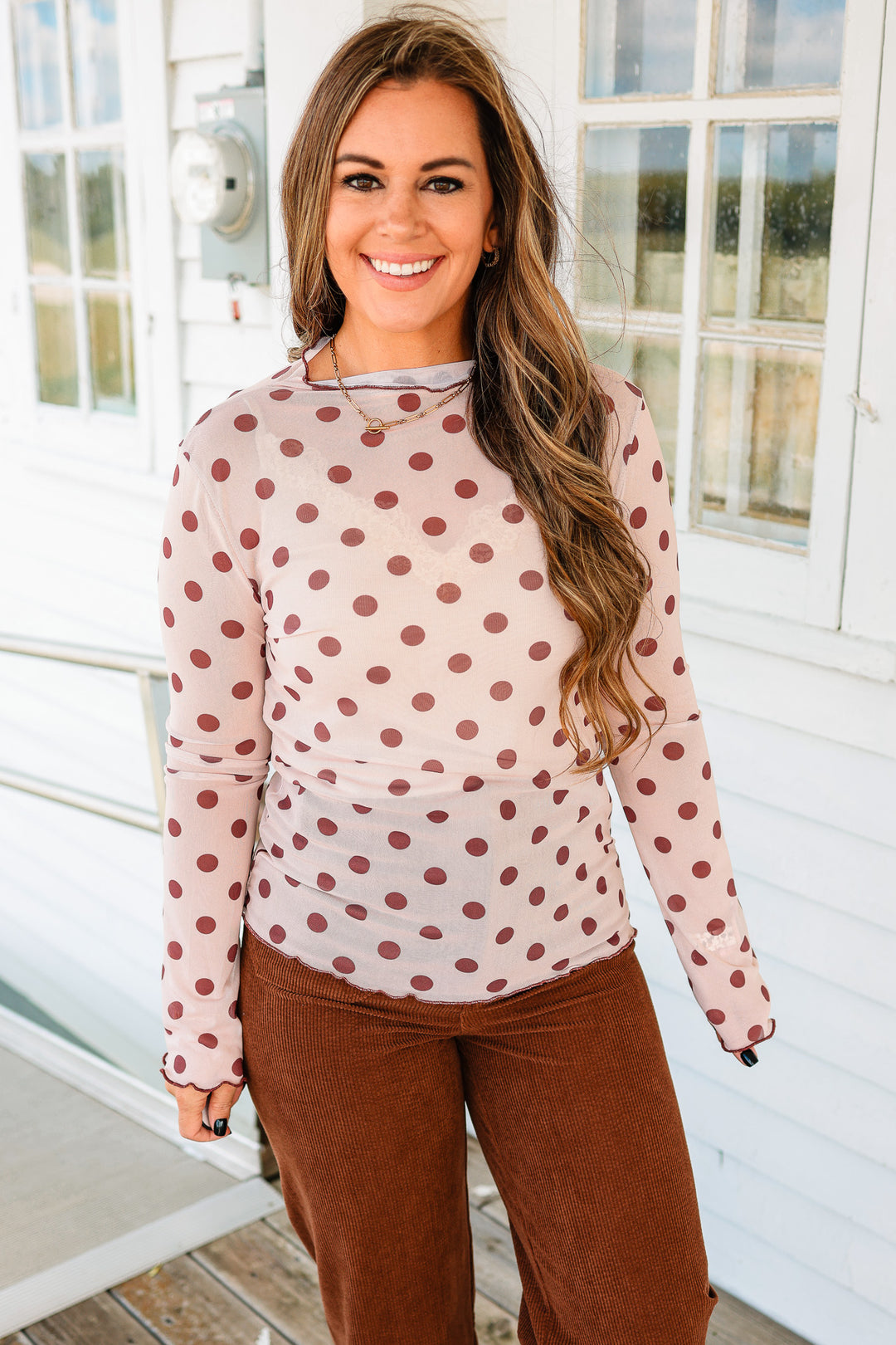 Polka Dot Mesh Top