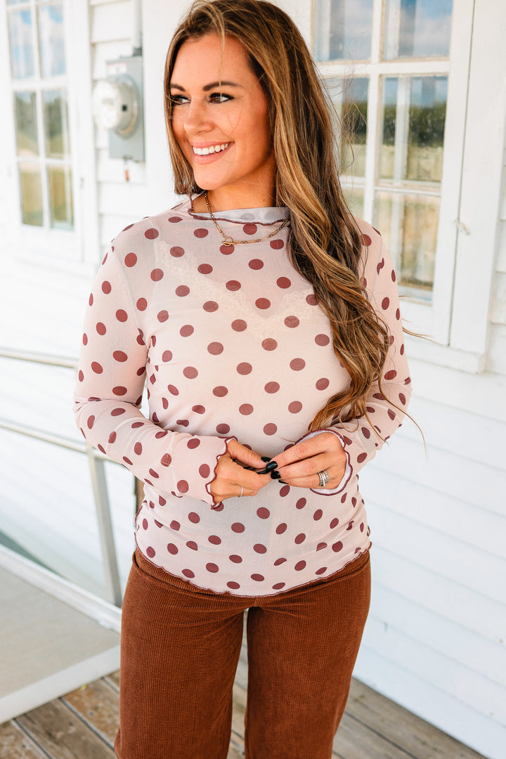 Polka Dot Mesh Top